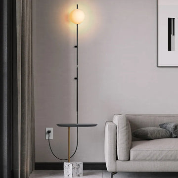 Modern Plug-in Black Wall Sconce Globe Shade Indoor Wall Light